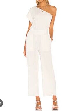 Free People FP Beach Gia Pant And Top Set In Shelle Cream White Crinkle Sz Large
